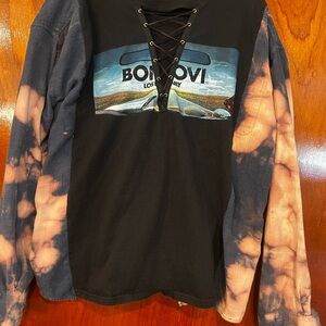 Bon Jovi Lace-Up Tie-Dye Long Sleeve Shirt
